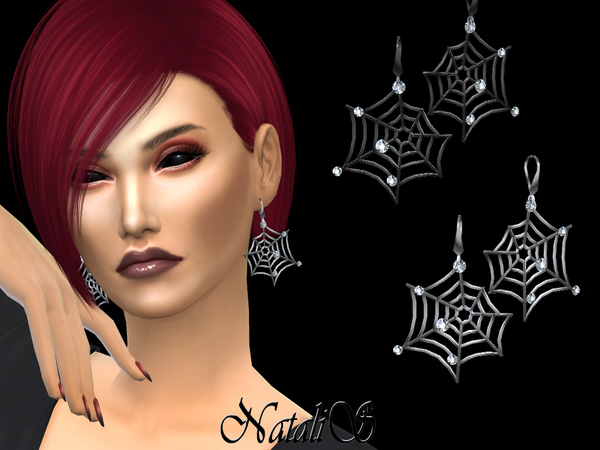 Sims 4 Spiderweb earrings by NataliS at TSR