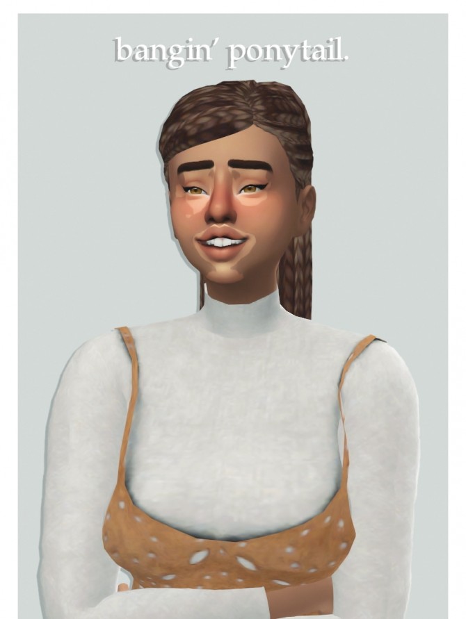 Sims 4 Leeleesims1‘s bangin’ ponytail recolour at cowplant pizza