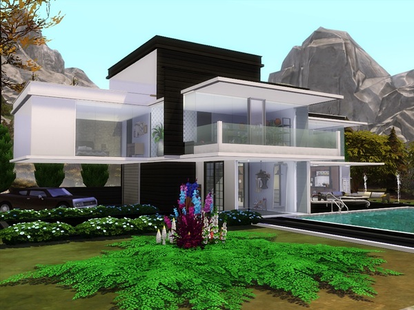 Sims 4 Adora modern house by marychabb at TSR