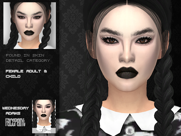 Sims 4 IMF Wednesday Adams Facepaint by IzzieMcFire at TSR