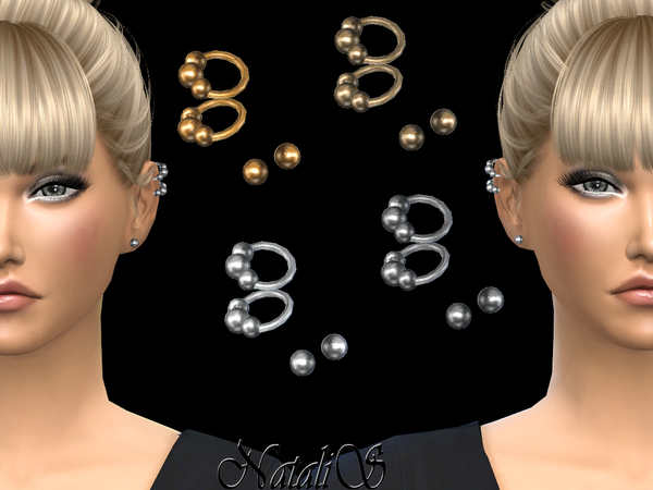 Sims 4 Multiple ear piercing beaded set by NataliS at TSR