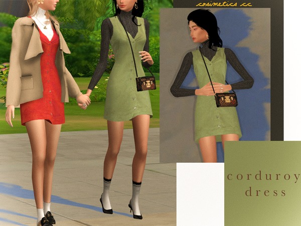Sims 4 Corduroy dress by cosimetics at TSR