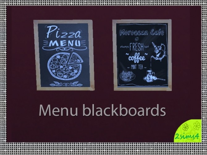 Sims 4 4 blackboards for restaurants by lurania at Mod The Sims