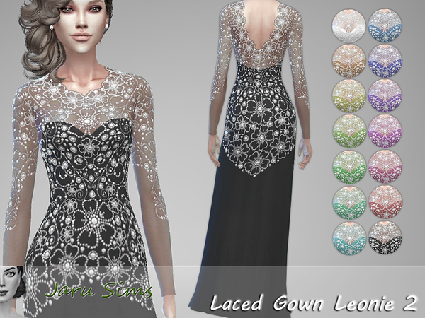 Sims 4 Laced Gown Leonie 2 by Jaru Sims at TSR