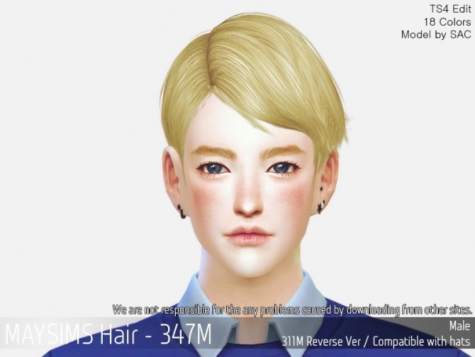 Sims 4 Hair 347M   311M Reverse at May Sims