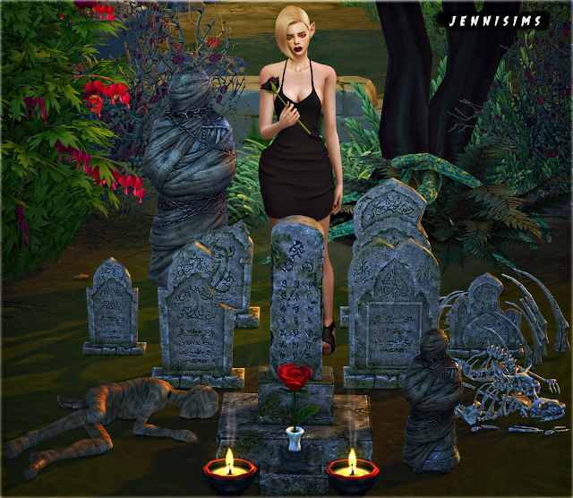 Sims 4 Gothic Gravestones, bones, mummies (11Items) at Jenni Sims