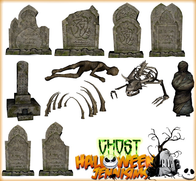 Sims 4 Gothic Gravestones, bones, mummies (11Items) at Jenni Sims