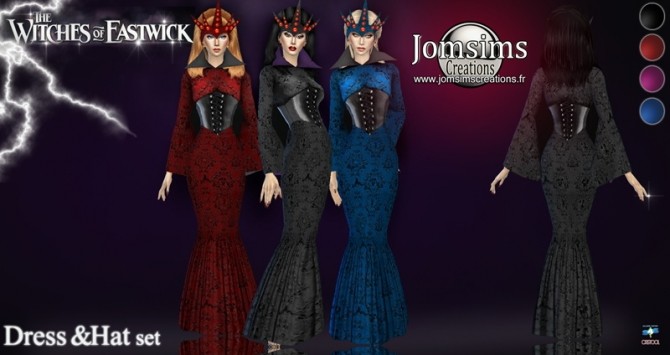 Sims 4 Eastwick set dress & hat at Jomsims Creations