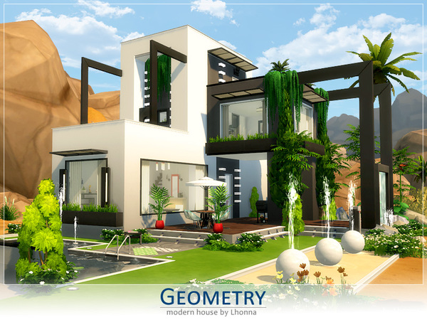 Sims 4 Geometry modern house by Lhonna at TSR