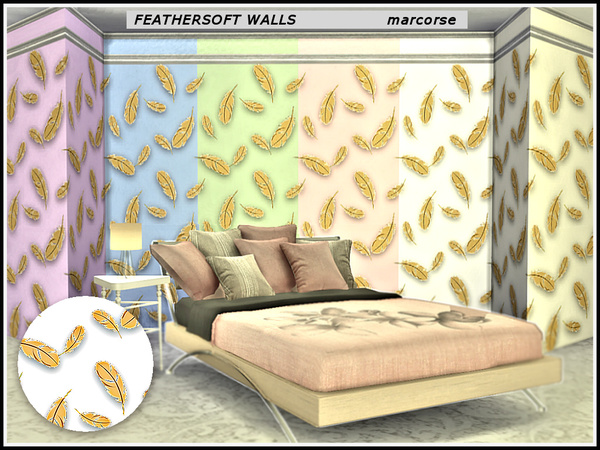 Sims 4 Feathersoft Walls by marcorse at TSR