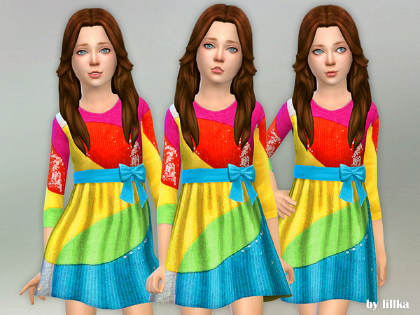 Sims 4 Multicolored Dress by lillka at TSR