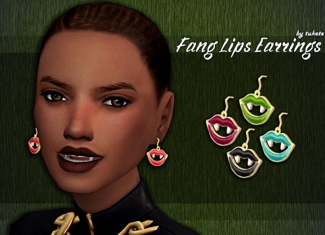 Sims 4 Fang Lips Earrings at Tukete