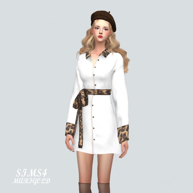 Sims 4 Leopard Shirt Mini Dress at Marigold