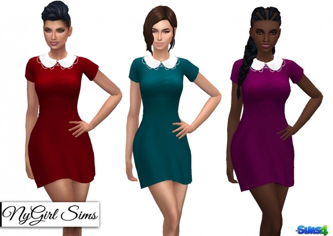 Sims 4 Embellished Peter Pan Collar Dress at NyGirl Sims