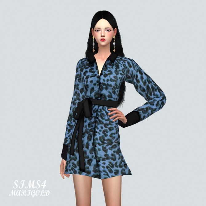 Sims 4 Leopard Shirt Mini Dress at Marigold