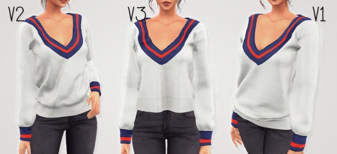 Sims 4 V Neck college sweater at Elliesimple