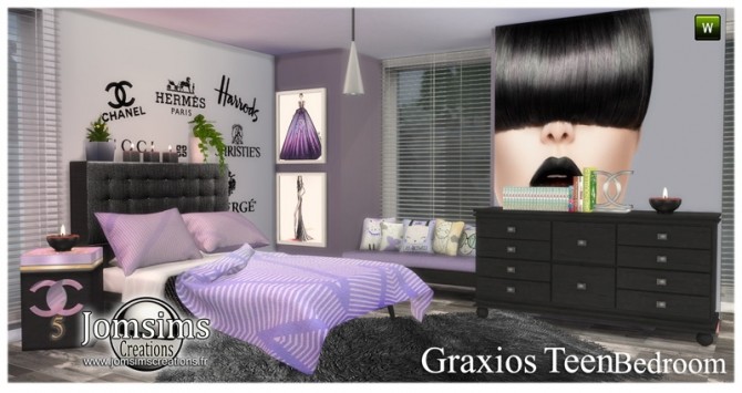 Sims 4 Graxios teen bedroom at Jomsims Creations