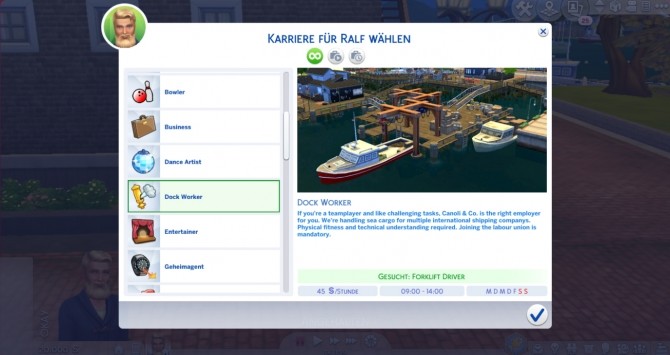 Sims 4 Dock Worker Career (Part Time) by Marduc Plays at Mod The Sims