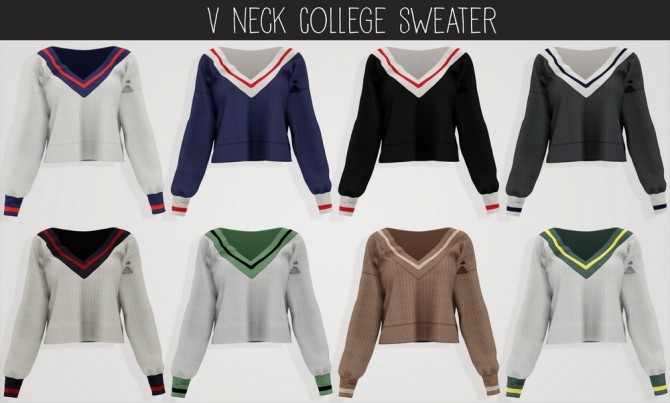 Sims 4 V Neck college sweater at Elliesimple