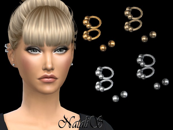 Sims 4 Multiple ear piercing beaded set by NataliS at TSR