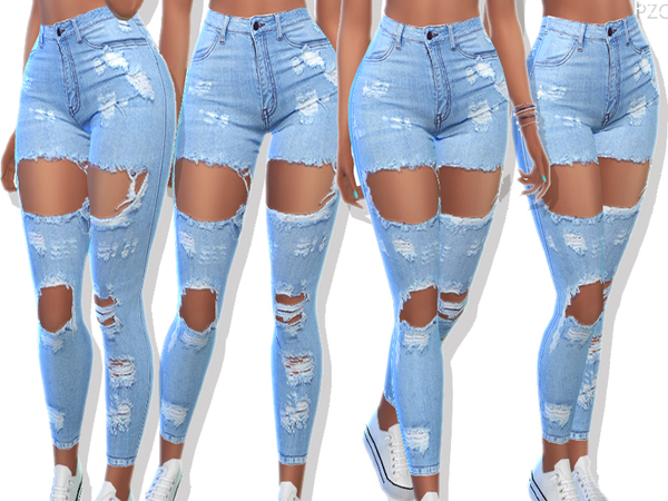 Ripped Denim Jeans 049 by Pinkzombiecupcakes at TSR » Sims 4 Updates