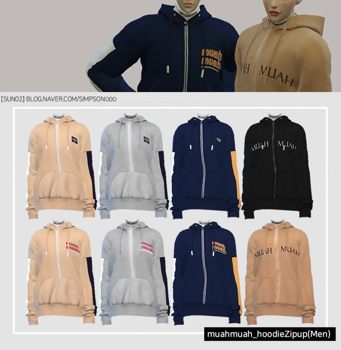 Hoodie Zipup M at SUN02 » Sims 4 Updates