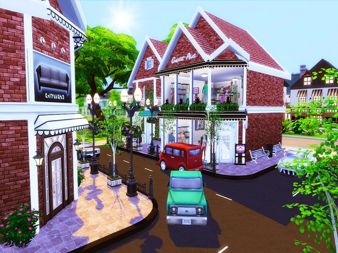 Sims 4 Gloria Shopping Street (NO CC) at MSQ Sims