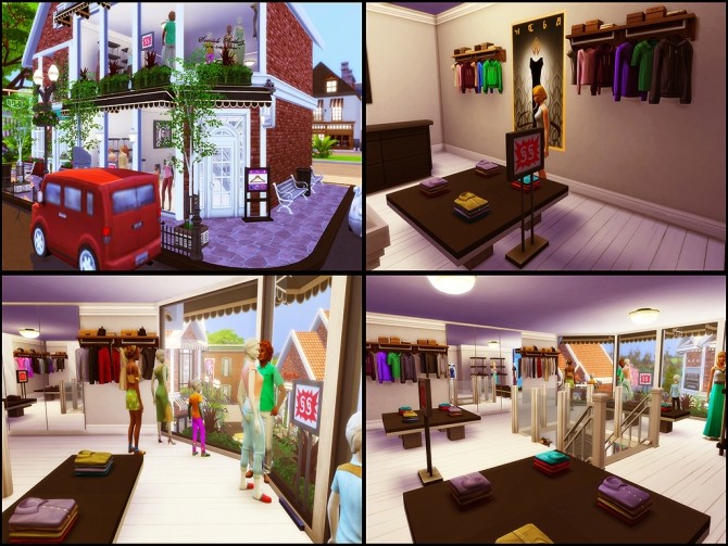 Sims 4 Gloria Shopping Street (NO CC) at MSQ Sims