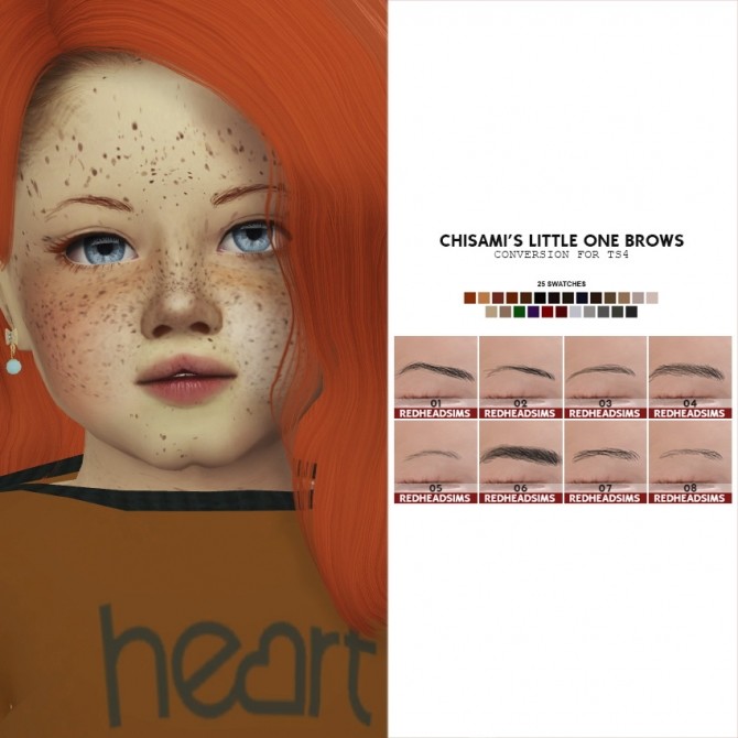 Sims 4 CHISAMI’S LITTLE ONE BROWS by Thiago Mitchell at REDHEADSIMS