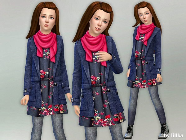 Sims 4 Fall Outfit for Girls 04 by lillka at TSR