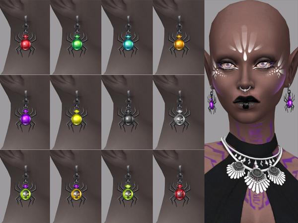 Sims 4 Magic Spider earrings by WistfulCastle at TSR
