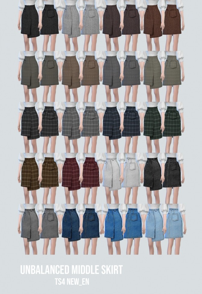 Sims 4 Unbalanced Middle Skirt at NEWEN