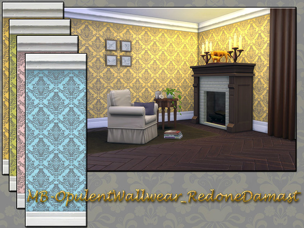 Sims 4 MB Opulent Wallwear Redone Damask by matomibotaki at TSR