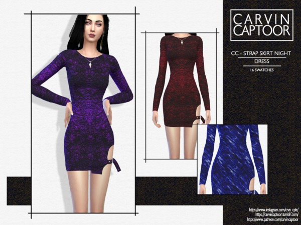 Sims 4 Strap Skirt Night Dress by carvin captoor at TSR