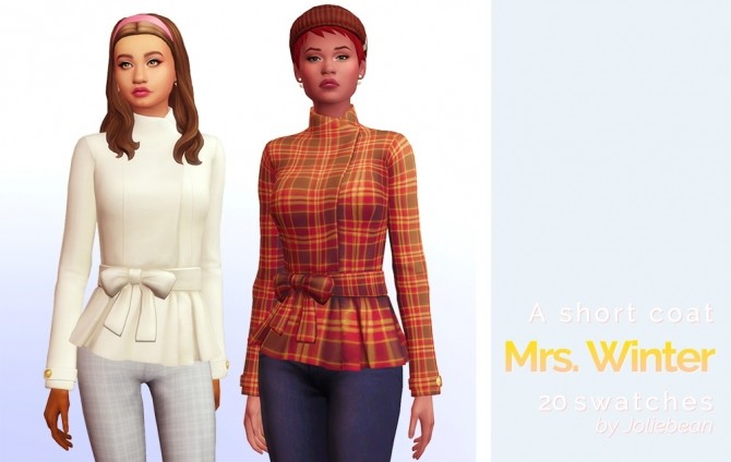 Sims 4 Mr & Mrs Winter two coats for her and for him at Joliebean