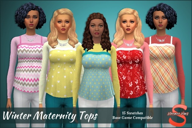 Sims 4 Winter Maternity Tops at Strenee Sims