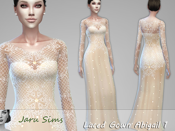 Sims 4 Laced Gown Abigail 1 by Jaru Sims at TSR