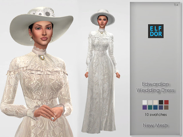 Sims 4 Edwardian Wedding Dress at Elfdor Sims
