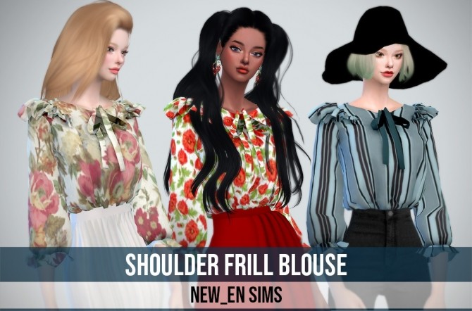 Sims 4 Shoulder Frill Blouse at NEWEN