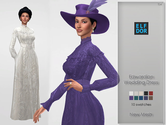 Edwardian Wedding Dress at Elfdor Sims » Sims 4 Updates