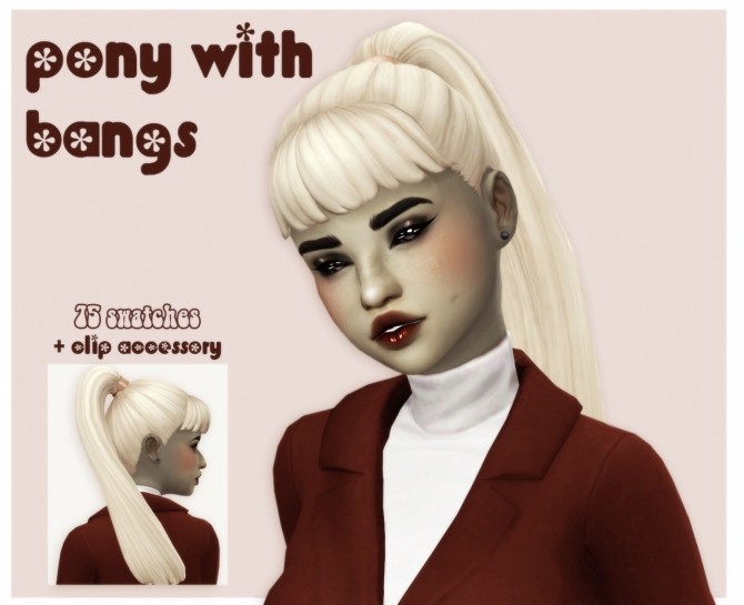 Sims 4 Pony hair with bangs from get famous at cowplant pizza
