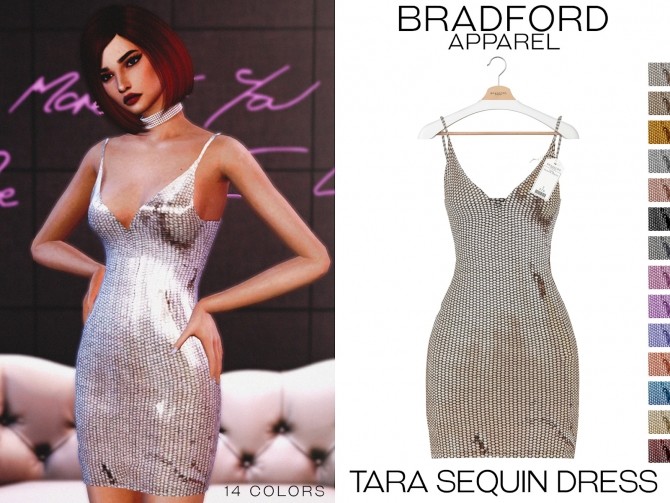 Sims 4 Tara Sequin Dress by Victoria Kelmann at MURPHY