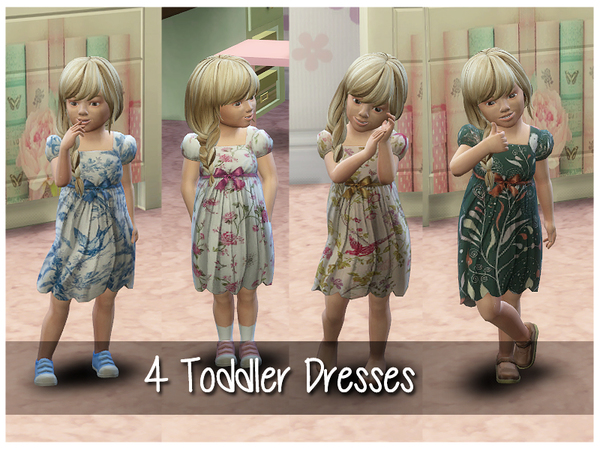 Sims 4 4 Floral Toddler Dresses by Nalae at TSR