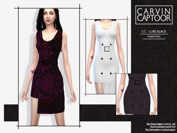 Sims 4 Lure Black dress by carvin captoor at TSR