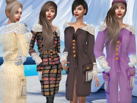 Winter coat with a collar by Sims House at TSR » Sims 4 Updates