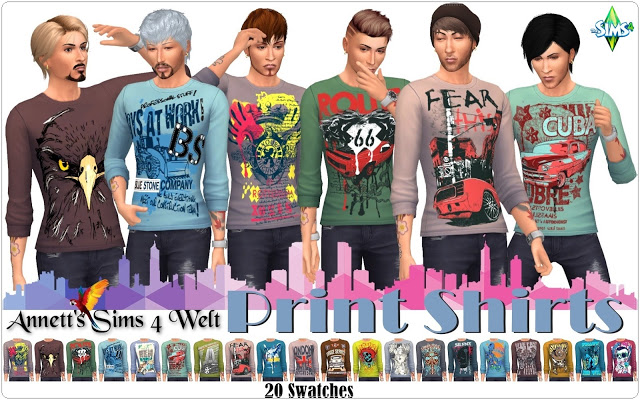Sims 4 Male Print Shirts at Annett’s Sims 4 Welt