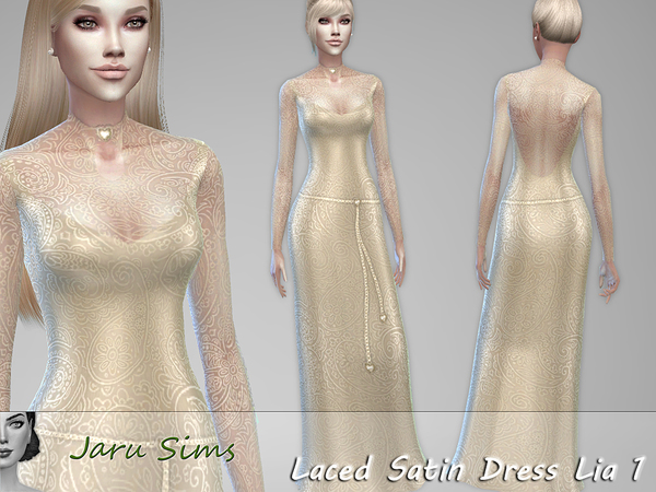 Sims 4 Laced Satin Dress Lia 1 by Jaru Sims at TSR