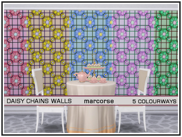 Sims 4 Daisy Chains Walls by marcorse at TSR