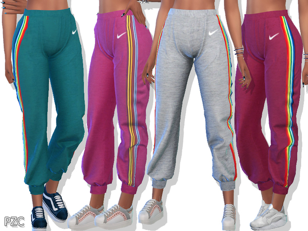 Sims 4 Athletic Sweatpants With Side Rainbow Strip by Pinkzombiecupcakes at TSR