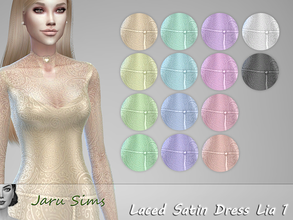 Sims 4 Laced Satin Dress Lia 1 by Jaru Sims at TSR